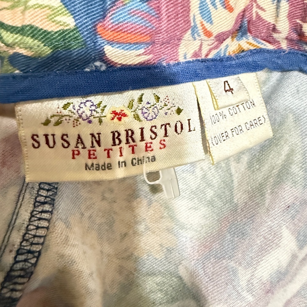 VTG Susan Bristol Floral Midi Button Front Skirt Pockets 100% Cotton Cottagecore - Picture 5 of 5